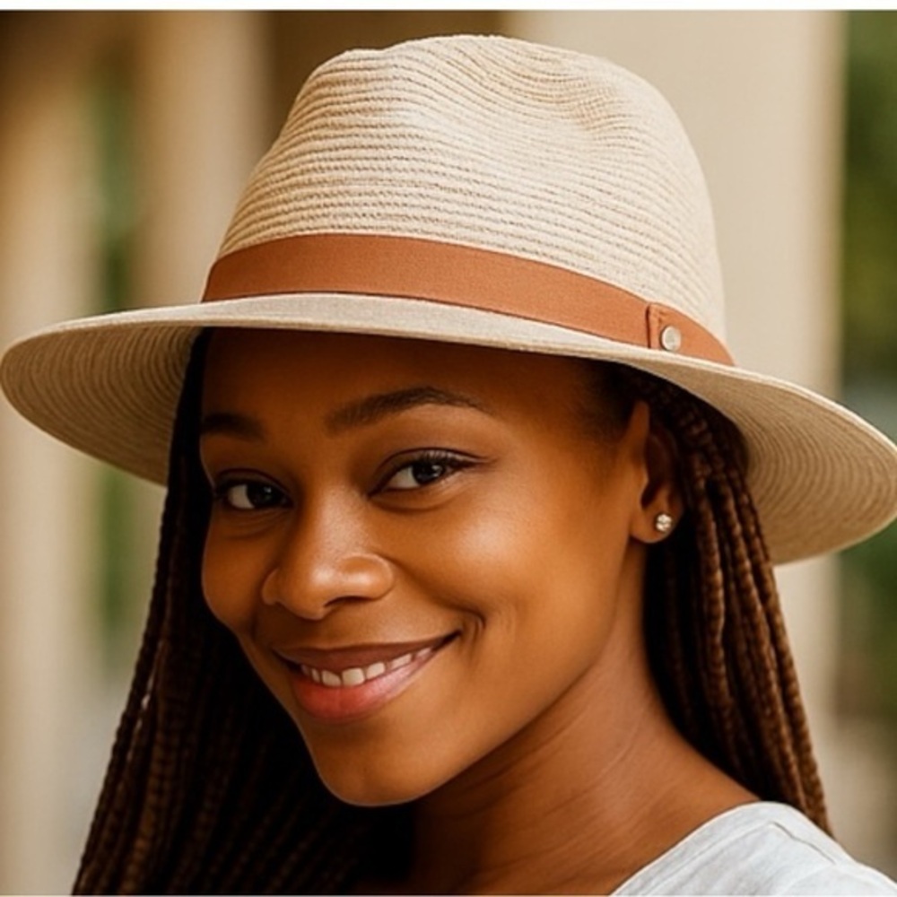 Stylish Tan and Brown Wide-Brim Hat